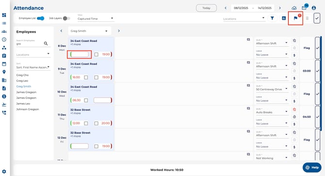 Flags on attendance page